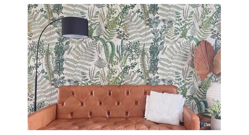 After: Tropical wallpaper to refresh your living room